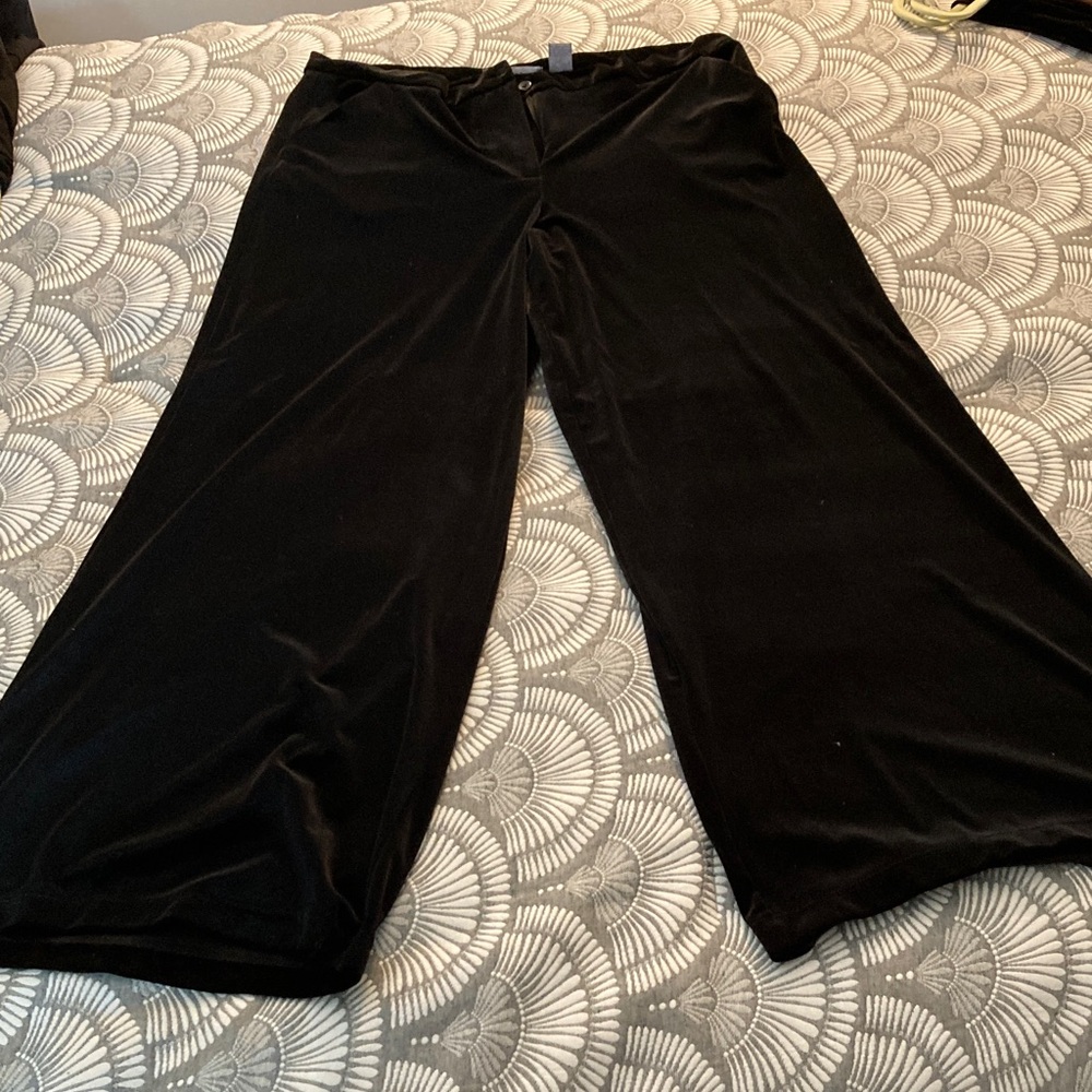 NY Collection Black Wide-Leg Women's Pants